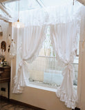 Brand New Pure Cotton Curtains with Valance for Girl's Bedroom, Handmade Princess Ruffle Cortinas, Eco-friendly Whtie Curtains