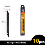 10pcs utility knife blade all black blade 30 degree acute angle paper cutting blade film engraving blade 75*9*0.4mm