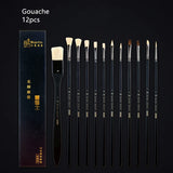 7pcs/10pcs Magritte gouache brush set, art special Bristles oil brush, fishtail fan pen acrylic brush, professional art supplies