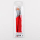 5pcs Korea Hwahong Watercolor Pen Gouache Brush Red Rod Different Shape Round Nylon Hair Painting Brush Round Head Art Supplies
