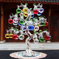 AOOKMIYA Beautiful Glass Crystal Apples Tree with 36 pcs Apples Fengshui Crafts Chirstmas Tree Hanging Ornament Housewarming Gifts