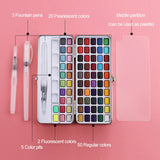AOOKMIYA Professional 50/72/90 Color Solid Watercolor Set Basic Neon Glitter Watercolor Paint for Drawing Art Paint Supplies Art Supplies AOOKMIYA.COM