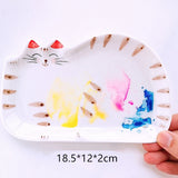Ceramic palette Watercolor Painting Dish Kawaii kitten White Porcelain Color Palette Office profession painting Art Supplies