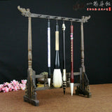 12-pin Hanging Brush Shelf Solid Wood Pen Holder Wooden Faucet Brush Holder Desktop Decoration Brush Holder Painting Penholder