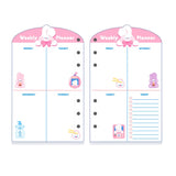 A6 Notebook Inside page 6 Ring Journal Spiral Replacement Journal Cute Note Book Weekly Grid Blank Diary Paper free shipping