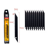 10pcs utility knife blade all black blade 30 degree acute angle paper cutting blade film engraving blade 75*9*0.4mm