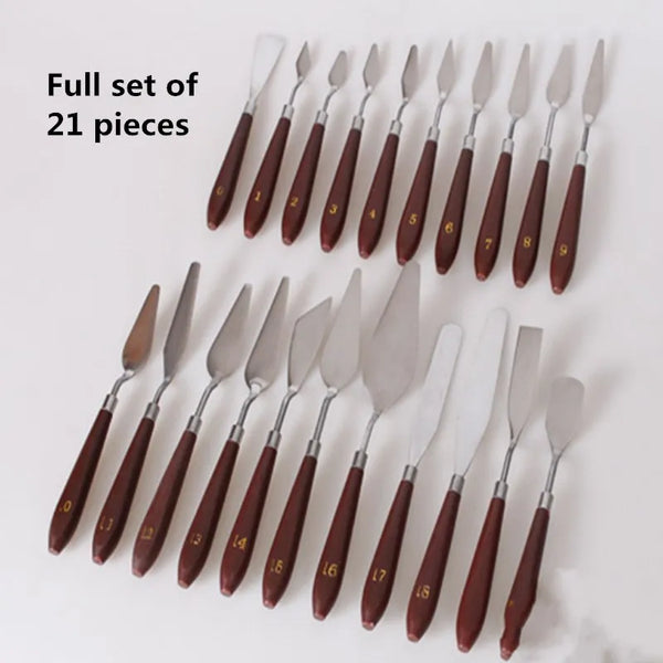 AOOKMIYA High quality 21 pcs of oil painting knifes set oil painting scraper stainless steel palette knife painting tools art supplies