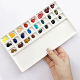 AOOKMIYA Ceramic Watercolor Palette Large Rectangular Multi-Grid White Porcelain Easy To Clean Painting Tools for Beginner Artists
