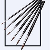 Round Squirrel Hair Brush Black Wooden Pole Suitable for Gouache Acrylic Oil Painting Artist Watercolor Brush Art Supplies