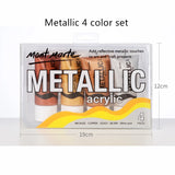 4*50ml Metallic Color Acrylic Paint for Textile Drawing Wall Hand Painted Shining Gel Painting Set Pigment Artist Art Supplies
