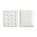 AOOKMIYA Ceramic Mini Moisturizing Palette with Lid 12-hole Grid Watercolor Paint Palette Handmade White Porcelain Art Painting Tools