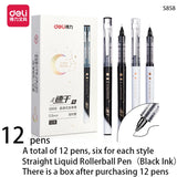 Deli 0.5mm Quick Dry Black Ink Straight Liquid Rollerball Pen Signature Pen Stationery Student School Office Supplies Gel Pen