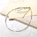 Lii Ji Amethyst Rose Quartz Citrine Labradorite  14K Gold Filled Beaded Anklet 25+4cm Crystal Handmade Jewelry For Women Gift