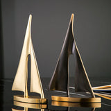 Smooth Sailing Sailboat Metal Crafts Ornaments Copper Golden Hollow Ship Abstract Geometric Sailboat Sculpture Home Furnishings