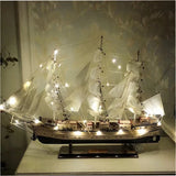 Hot Selling Wooden Sailboat Model Ornament Solid Wood Living Room Decoration Ship European Style Gift