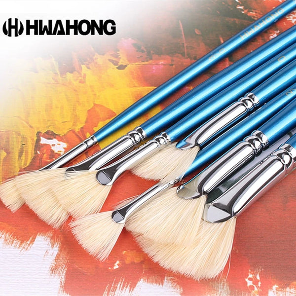 hwahong fan-shaped pen 205 long umbrella-shaped pen,Bristles oil paint brush profession watercolor pen/brush art supplies