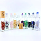 Quartz Gemstone Roller Bottle with Natural Bamboo Wood Lid Essential Oil Bottle Cross Cat Hamesh Hand Pattern 10pcs/lot  P289