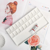 AOOKMIYA Ceramic Watercolor Palette Large Rectangular Multi-Grid White Porcelain Easy To Clean Painting Tools for Beginner Artists