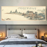 Mountain and Waters Poster Print Landscape Painting for Hall Office Room Decor Traditonal Chinese Style Canvas Wall Art Picture
