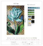 High-end Customized Blue Tulip Flower Crystal Glass Imitation Gold Mosaic Mural Art Wall Decoration for Parlour Entrance Wall