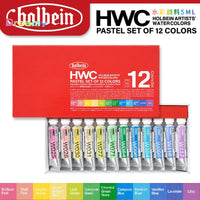 Holbein Artists Transparent Watercolor Pastel Set of 12 Colors 5ml Tubes W452, Color Saturation, Great for Comic Illustrations