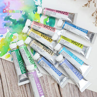 Holbein Artists Transparent Watercolor Pastel Set of 12 Colors 5ml Tubes W452, Color Saturation, Great for Comic Illustrations
