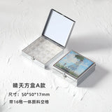 Ideaplus-Caixa Portátil Aquarela Pintura, Mini Caixa De Cor De Água, Pigmento Hidratante, Caixa De Metal, Pintura Esboço