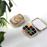 Ideaplus-Caixa Portátil Aquarela Pintura, Mini Caixa De Cor De Água, Pigmento Hidratante, Caixa De Metal, Pintura Esboço