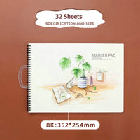 Impermeable Coloring Book 8K Drawing Book Not Self-dyeing Watercolor Sketchbook For Marker Pens