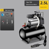 Inflator silencioso portátil sem óleo, compressor de ar para carro e bicicletas, 12V, 220V