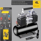 Inflator silencioso portátil sem óleo, compressor de ar para carro e bicicletas, 12V, 220V