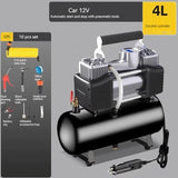 Inflator silencioso portátil sem óleo, compressor de ar para carro e bicicletas, 12V, 220V