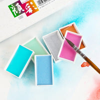 Japan Moyuntang Original Ming 6-color Solid Watercolor Paint Large Plate Full of Ink Chinese Painting Pigment Art Supplies