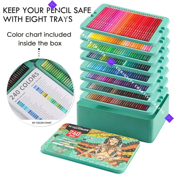 KALOUR 240 Premium Color Pencil Set Free Shipping Gift Box Soft Core V –  AOOKMIYA