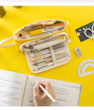 Kawaii Big Capacity Pencil Case Canvas Storage Pouch Marker Pen Case Stationery Bag School Office Organizer for Girls Student