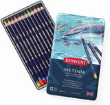 Lápis de Cor Derlow-Inktense, Lápis de tinta não tóxico, lápis solúvel em água, caixa de lata, arte para desenho, 12 cores, 24 cores, 36 cores, 72 cores