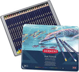 Lápis de Cor Derlow-Inktense, Lápis de tinta não tóxico, lápis solúvel em água, caixa de lata, arte para desenho, 12 cores, 24 cores, 36 cores, 72 cores