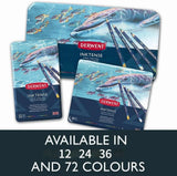 Lápis de Cor Derlow-Inktense, Lápis de tinta não tóxico, lápis solúvel em água, caixa de lata, arte para desenho, 12 cores, 24 cores, 36 cores, 72 cores