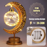 LED Moon Bedside Lamp Magic Moon Shape Creative Hanging Ball Battery Powered Table Lamp Romantic Bedside Deco for Bedroom Home