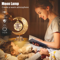 LED Moon Bedside Lamp Magic Moon Shape Creative Hanging Ball Battery Powered Table Lamp Romantic Bedside Deco for Bedroom Home