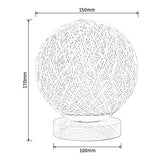 LED Table Lamp Wood Table Ball Light with USB Charged Rattan Ball Lamp Modern Bedside Night Lamp for Room Decoration