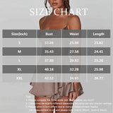 AOOKDRESS Ladies' Silk And Satin Elegant Sexy Slim Beautiful Backless Short Dress Cowl Neck Cross Spaghetti Strap Party Pleated Mini Skirt