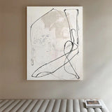 Large Size Handmade Oil Painting On Canvas Minimalism Black white lines Abstract Sofa Background Wall Art Home Hecoration Mural