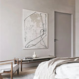 Large Size Handmade Oil Painting On Canvas Minimalism Black white lines Abstract Sofa Background Wall Art Home Hecoration Mural