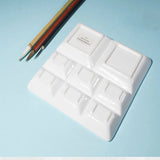 AOOKMIYA Large Square Ceramic Palette Chinese Painting Watercolor Oil Painting with 8 Grid Pure White Pigment Dish Art Supplies