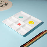 AOOKMIYA Large Square Ceramic Palette Chinese Painting Watercolor Oil Painting with 8 Grid Pure White Pigment Dish Art Supplies