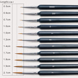 Linha caneta gancho extra-fina para pintura a óleo, pincel pintado à mão, guache, acrílico, cabelo macio, escova 00000