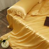 Luxury 100% Silk Bedding Set 19mm Mulberry Silk Duvet Cover Set 1 Silk Quilt Cover 1 Silk Bed Sheet 2 Silk Pillowcases