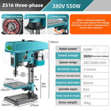 Máquina de perfuração industrial monofásica do agregado familiar pequeno, rotação 360 °, perfuração e trituração, broca de bancada tripla, 220V
