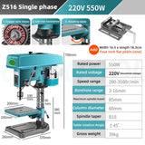 Máquina de perfuração industrial monofásica do agregado familiar pequeno, rotação 360 °, perfuração e trituração, broca de bancada tripla, 220V